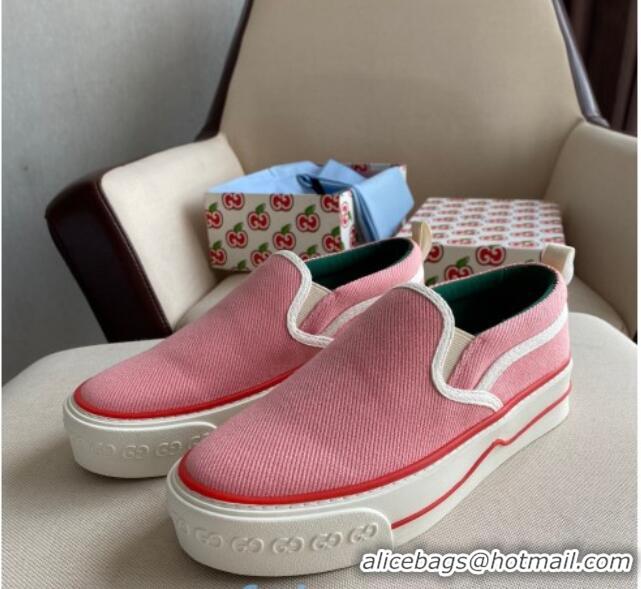 New Style Gucci Tennis 1977 Slip-on Sneakers in Pink Canvas 012578