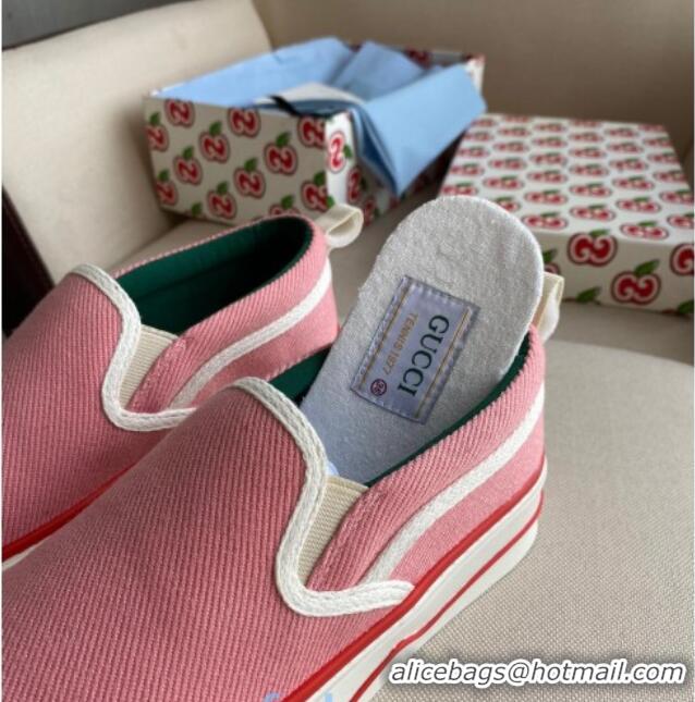 New Style Gucci Tennis 1977 Slip-on Sneakers in Pink Canvas 012578