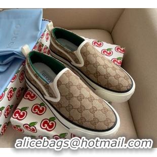 Best Price Gucci Tennis 1977 Slip-on Sneakers in GG Canvas 012579 Beige