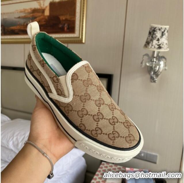 Best Price Gucci Tennis 1977 Slip-on Sneakers in GG Canvas 012579 Beige