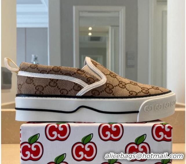 Best Price Gucci Tennis 1977 Slip-on Sneakers in GG Canvas 012579 Beige