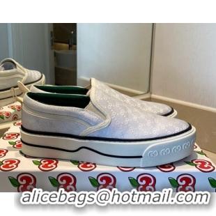 Best Price Gucci Tennis 1977 Slip-on Sneakers in Shiny GG Canvas 012579 White