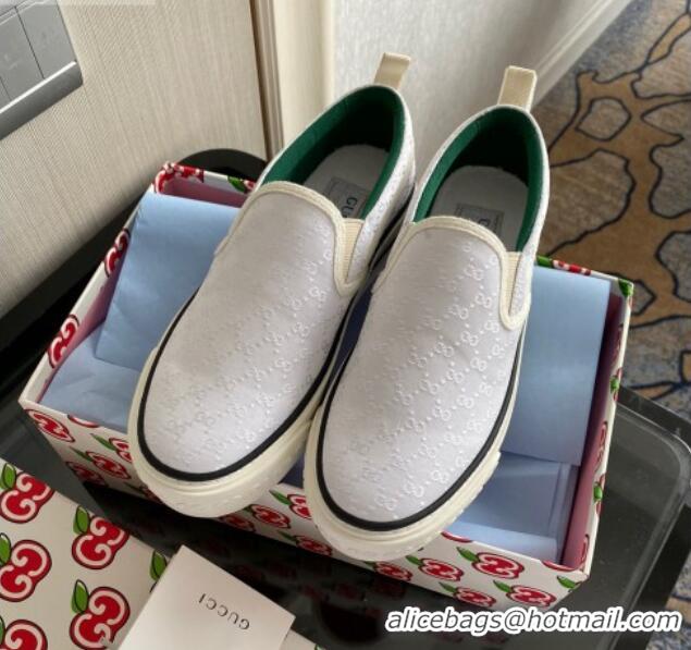 Best Price Gucci Tennis 1977 Slip-on Sneakers in Shiny GG Canvas 012579 White