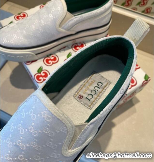 Best Price Gucci Tennis 1977 Slip-on Sneakers in Shiny GG Canvas 012579 White