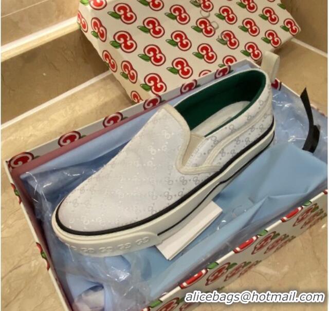 Best Price Gucci Tennis 1977 Slip-on Sneakers in Shiny GG Canvas 012579 White