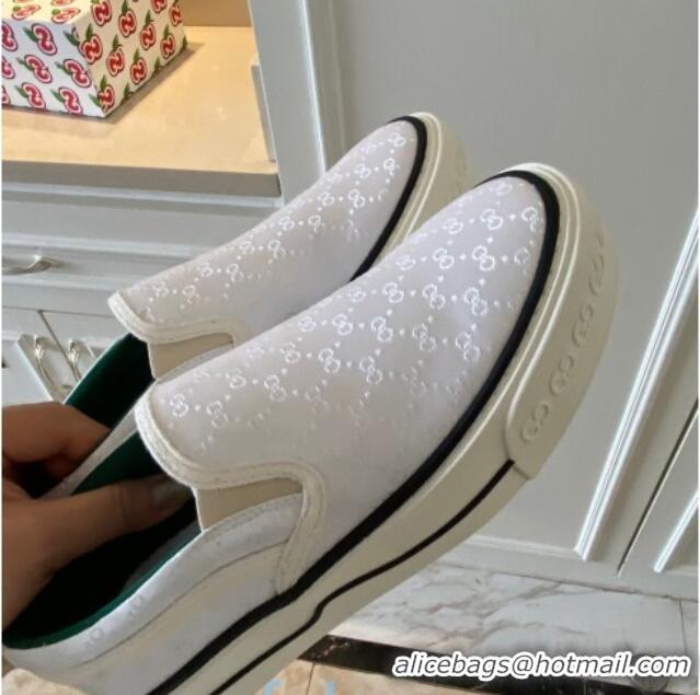 Best Price Gucci Tennis 1977 Slip-on Sneakers in Shiny GG Canvas 012579 White