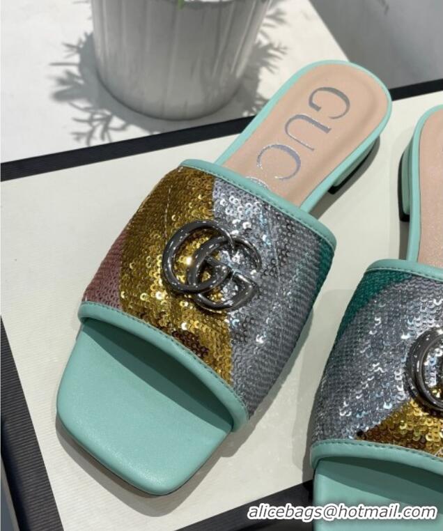 Best Quality Gucci GG Sequins Slide Sandals 012632 Multicolor 2021