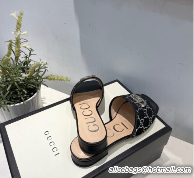 Good Looking Gucci GG Silver Lamé Canvas Slide Sandals 012638 Black 2021