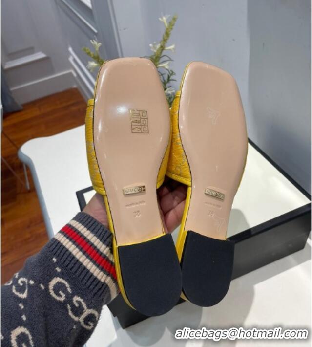 Charming Gucci GG Silver Lamé Canvas Slide Sandals 012638 Yellow 2021