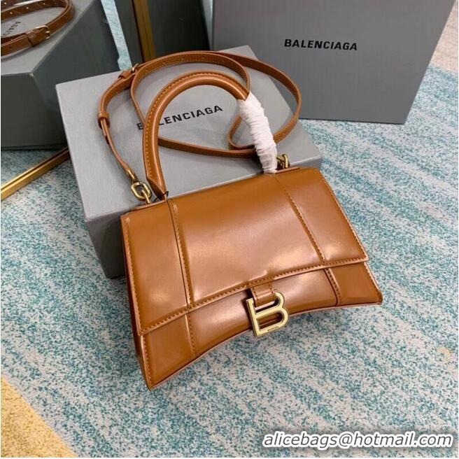 Top Design Balenciaga HOURGLASS SMALL TOP HANDLE BAG B108895-1 brown