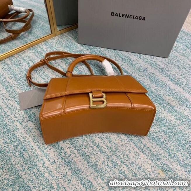 Top Design Balenciaga HOURGLASS SMALL TOP HANDLE BAG B108895-1 brown