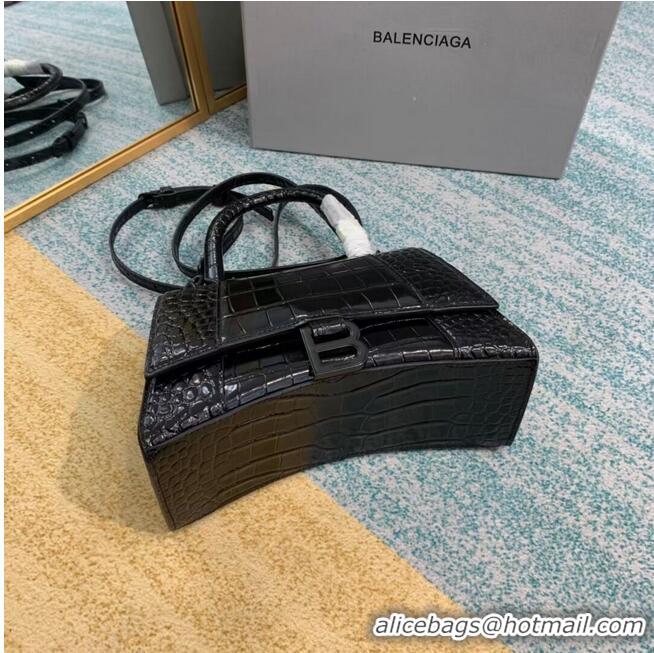 Grade Design Balenciaga HOURGLASS SMALL TOP HANDLE BAG crocodile embossed calfskin B108895F