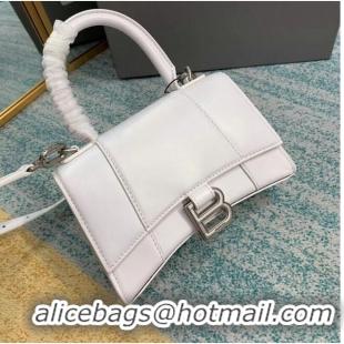 Promotional Balenciaga Hourglass XS Top Handle Bag shiny box calfskin 28331 white