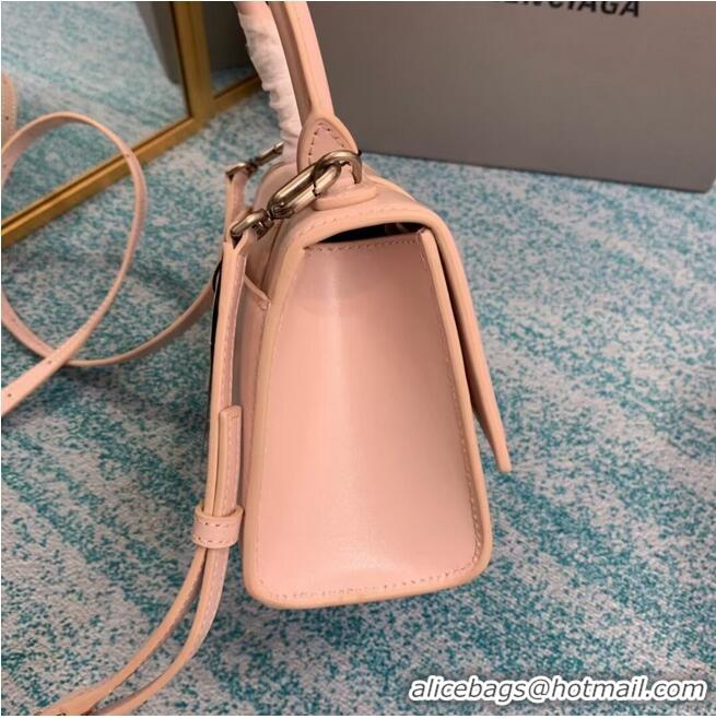 Top Design Balenciaga Hourglass XS Top Handle Bag shiny box calfskin 28331 LIGHT ROSE