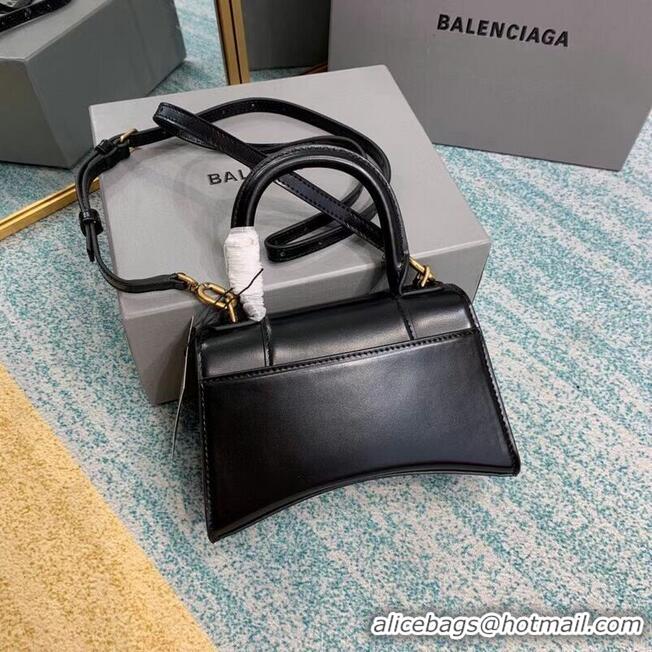 Affordable Price Balenciaga Hourglass XS Top Handle Bag shiny box calfskin 28331 black