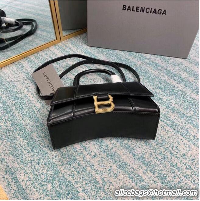 Affordable Price Balenciaga Hourglass XS Top Handle Bag shiny box calfskin 28331 black