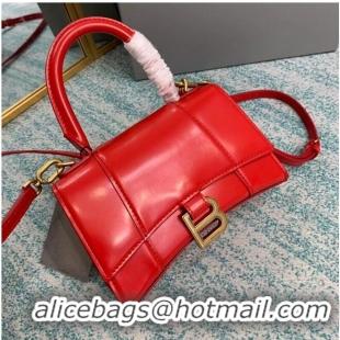 Grade Design Balenciaga Hourglass XS Top Handle Bag shiny box calfskin 28331 red