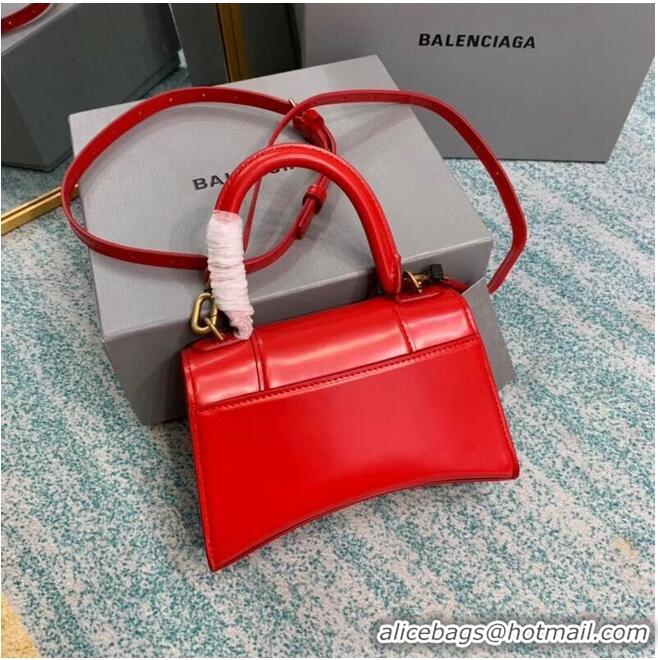 Grade Design Balenciaga Hourglass XS Top Handle Bag shiny box calfskin 28331 red