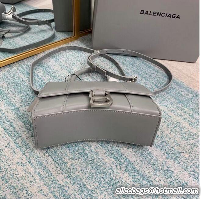 Buy Inexpensive Balenciaga Hourglass XS Top Handle Bag shiny box calfskin 28331 grey