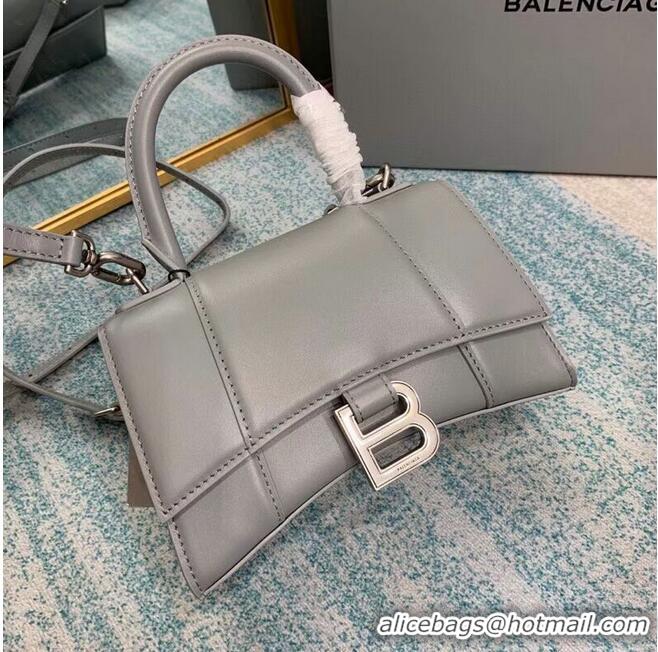 Buy Inexpensive Balenciaga Hourglass XS Top Handle Bag shiny box calfskin 28331 grey