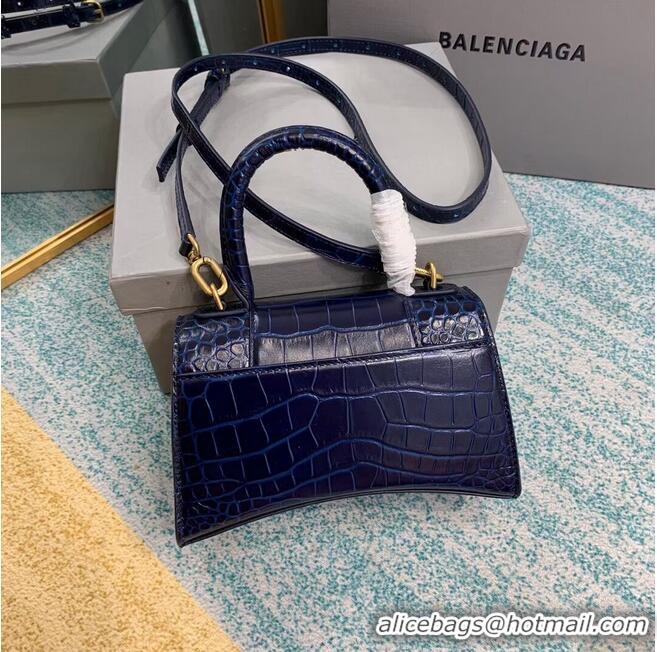 Luxury Cheap Balenciaga Hourglass XS Top Handle Bag 28331S dark blue