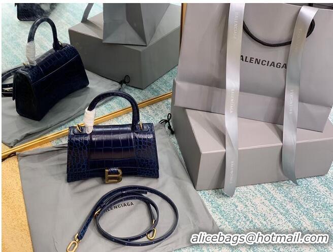 Luxury Cheap Balenciaga Hourglass XS Top Handle Bag 28331S dark blue