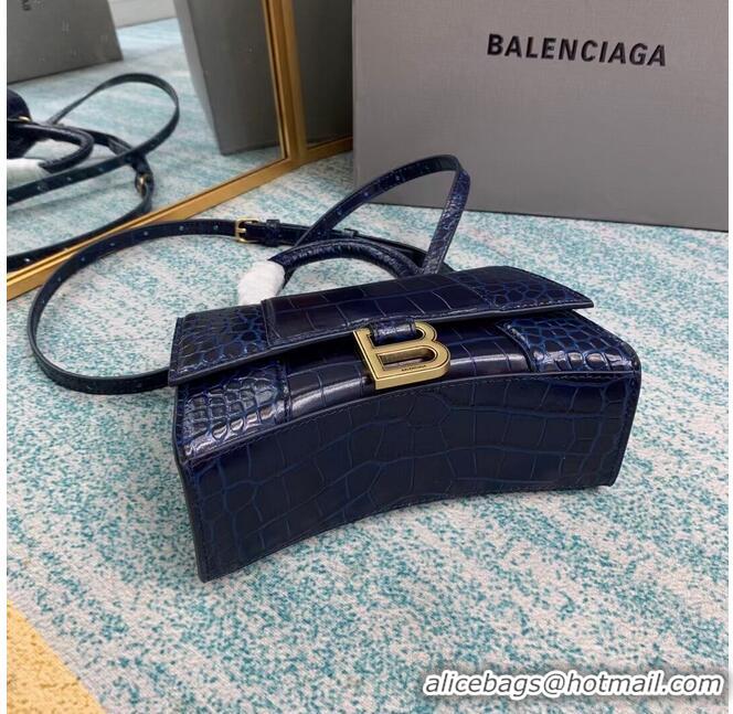 Luxury Cheap Balenciaga Hourglass XS Top Handle Bag 28331S dark blue