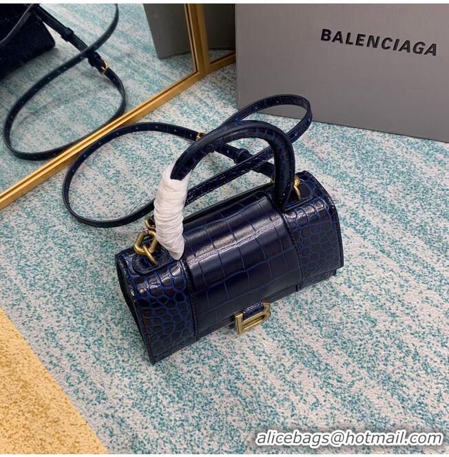 Luxury Cheap Balenciaga Hourglass XS Top Handle Bag 28331S dark blue