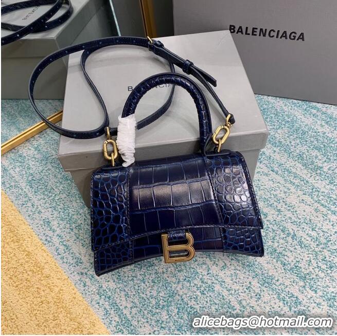 Luxury Cheap Balenciaga Hourglass XS Top Handle Bag 28331S dark blue