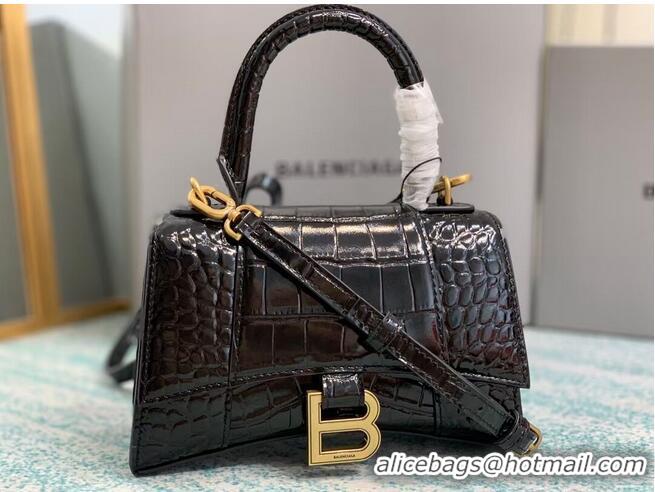 Top Grade Balenciaga Hourglass XS Top Handle Bag 28331S black