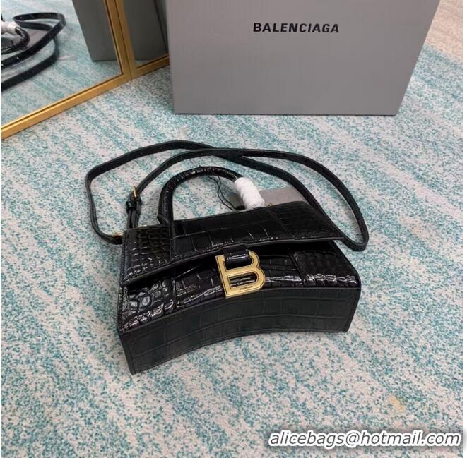 Top Grade Balenciaga Hourglass XS Top Handle Bag 28331S black