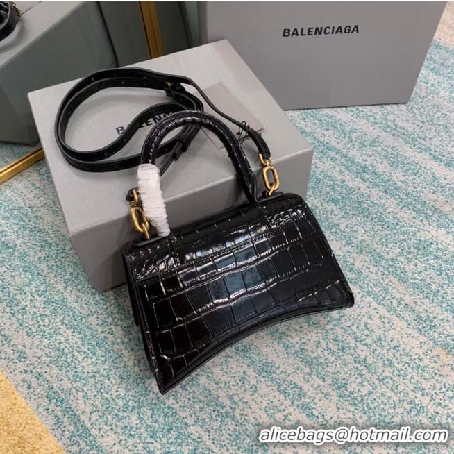 Top Grade Balenciaga Hourglass XS Top Handle Bag 28331S black