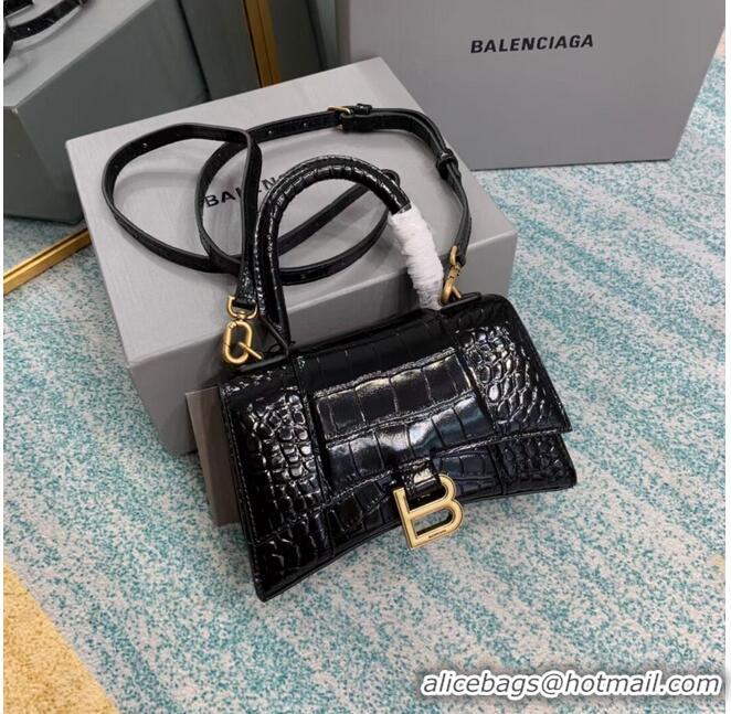 Top Grade Balenciaga Hourglass XS Top Handle Bag 28331S black