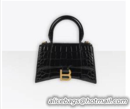 Top Grade Balenciaga Hourglass XS Top Handle Bag 28331S black