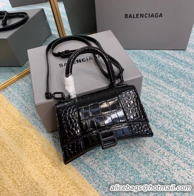 Classic Balenciaga Hourglass XS Top Handle Bag 28331SF black