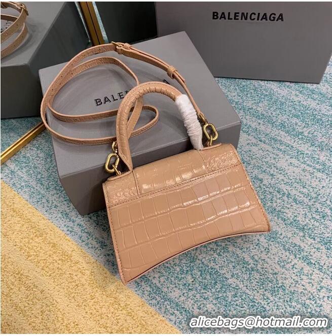 Good Quality Balenciaga Hourglass XS Top Handle Bag 28331S apricot