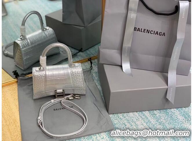 Best Price Balenciaga Hourglass XS Top Handle Bag 28331S silver