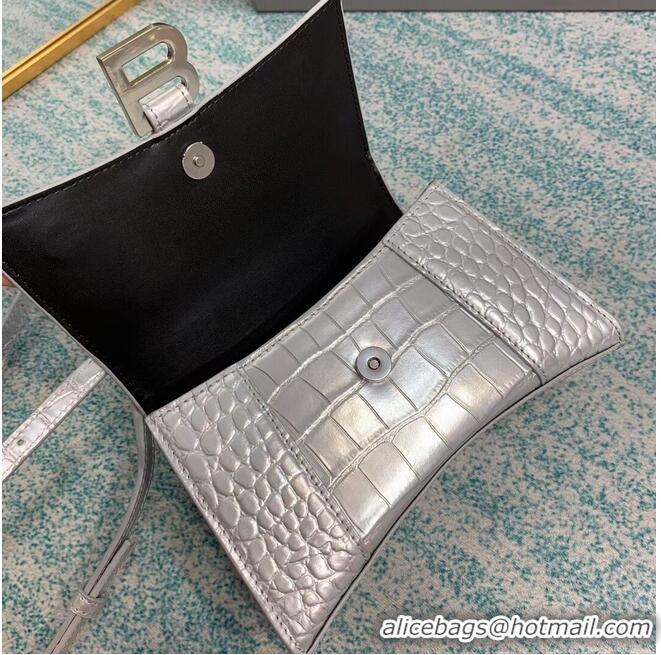 Best Price Balenciaga Hourglass XS Top Handle Bag 28331S silver