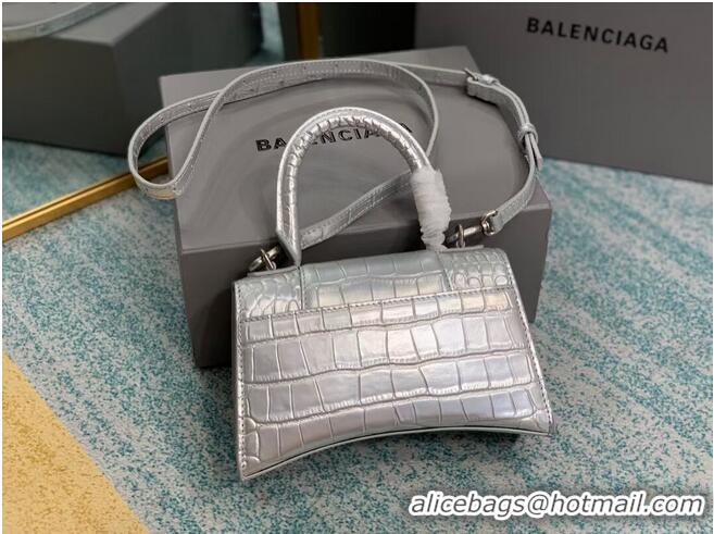 Best Price Balenciaga Hourglass XS Top Handle Bag 28331S silver