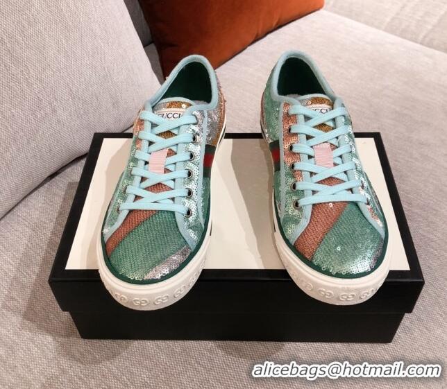 Best Product Gucci Tennis 1977 Sequins Low-Top Sneakers 012736 Green 2021