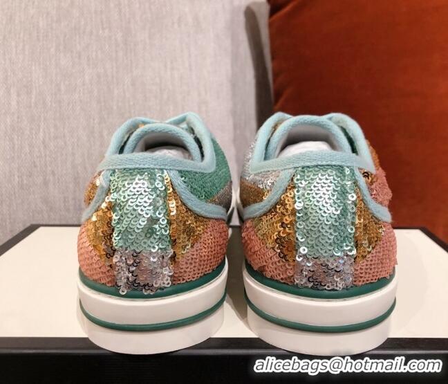 Best Product Gucci Tennis 1977 Sequins Low-Top Sneakers 012736 Green 2021