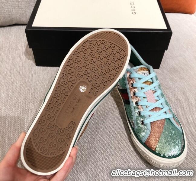 Best Product Gucci Tennis 1977 Sequins Low-Top Sneakers 012736 Green 2021