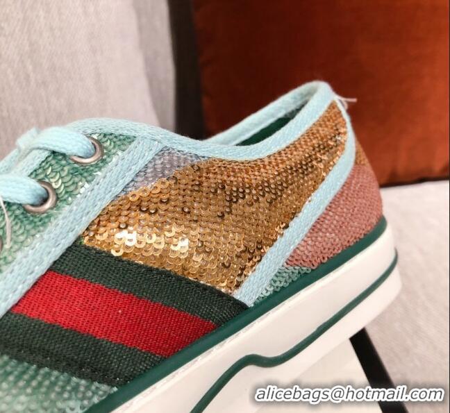 Best Product Gucci Tennis 1977 Sequins Low-Top Sneakers 012736 Green 2021