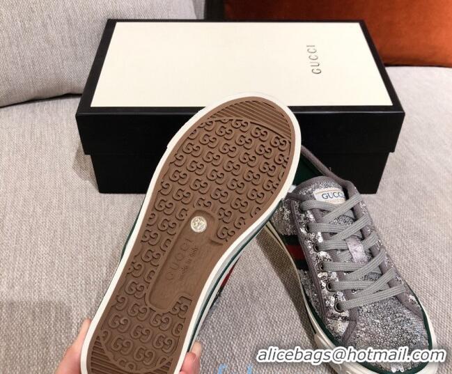 Low Cost Gucci Tennis 1977 Sequins Low-Top Sneakers 012736 Silver 2021