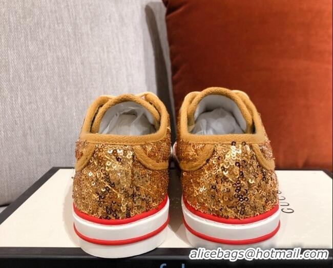 Pretty Style Gucci Tennis 1977 Sequins Low-Top Sneakers 012736 Gold 2021