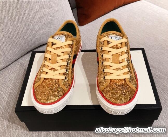 Pretty Style Gucci Tennis 1977 Sequins Low-Top Sneakers 012736 Gold 2021