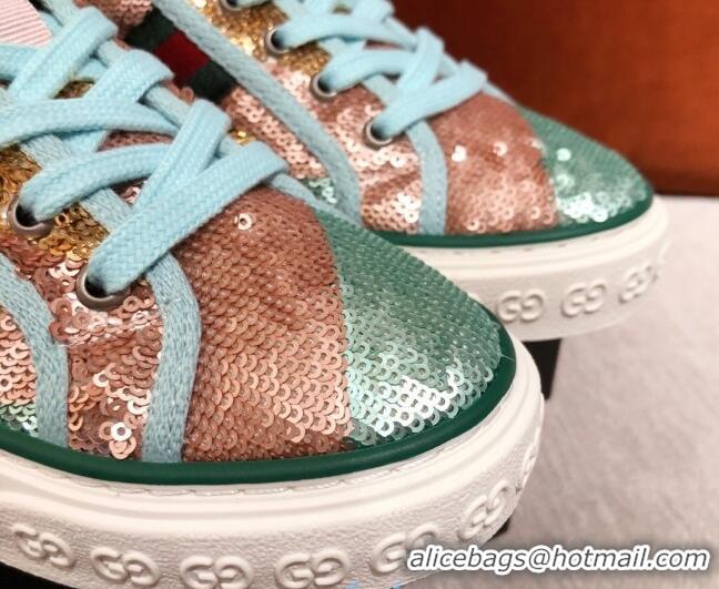 Popular Style Gucci Tennis 1977 Sequins High-Top Sneakers 012739 Green