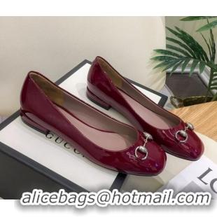 Well Crafted Gucci Patent Leathe Ballet Flat with Horsebit 022517 Burgundy 2021