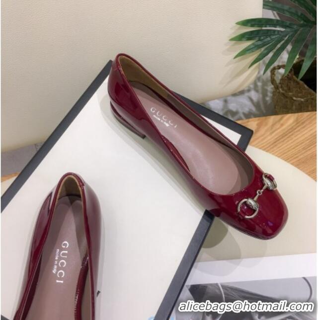 Well Crafted Gucci Patent Leathe Ballet Flat with Horsebit 022517 Burgundy 2021