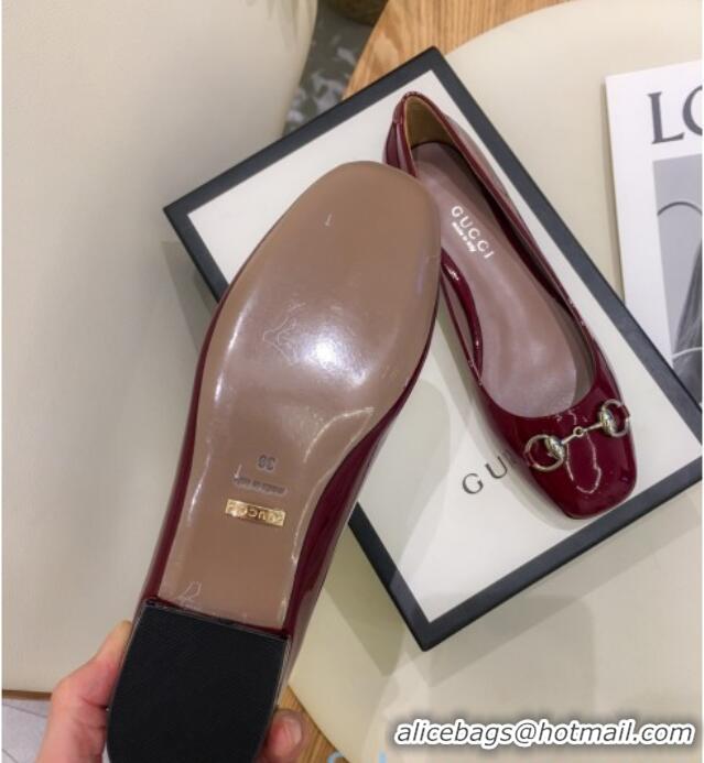 Well Crafted Gucci Patent Leathe Ballet Flat with Horsebit 022517 Burgundy 2021